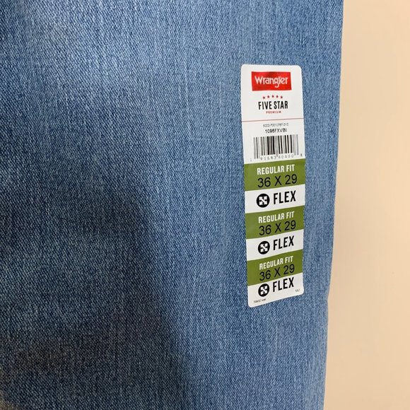 Wrangler Blue Jeans Light Wash Denim Pants Bootcut Relaxed Fit Flex Mens Size 36 - Picture 5 of 8